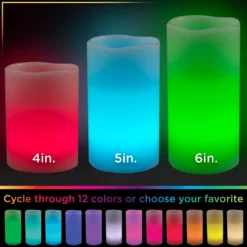 Enbrighten Battery Operated Color-Changing Flameless Flickering LED Candles, 3 Piece Set