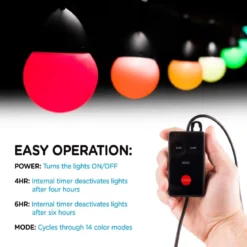 Enbrighten Bistro USB-Powered Color Changing LED Cafe Lights, 24 Bulbs, 24ft. Black Cord