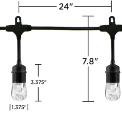 Enbrighten Classic LED Cafe Lights, 24 Bulbs, 48ft. Black Cord