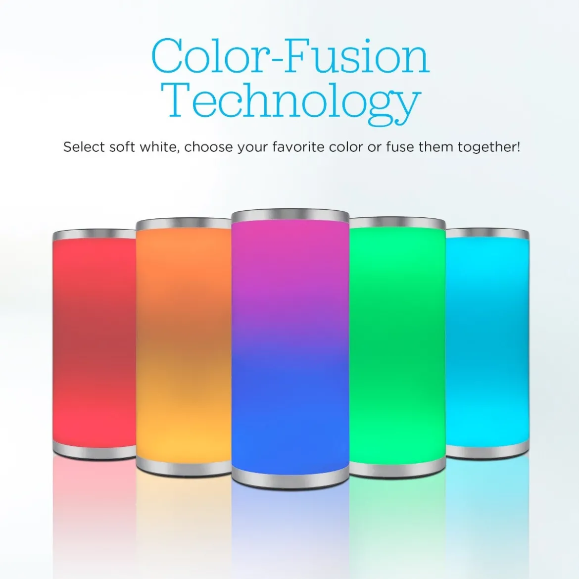 Enbrighten Color Fusion Dimmable Color Changing LED Tabletop Lamp, Silver