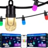 Enbrighten Ecoscapes WiFi VIBE Color-Changing LED Cafe Lights, 12 Bulbs, 24ft. Black Cord, 2 pack