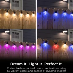 Enbrighten Ecoscapes WiFi VIBE Color-Changing LED Cafe Lights, 12 Bulbs, 24ft. Black Cord, 2 pack