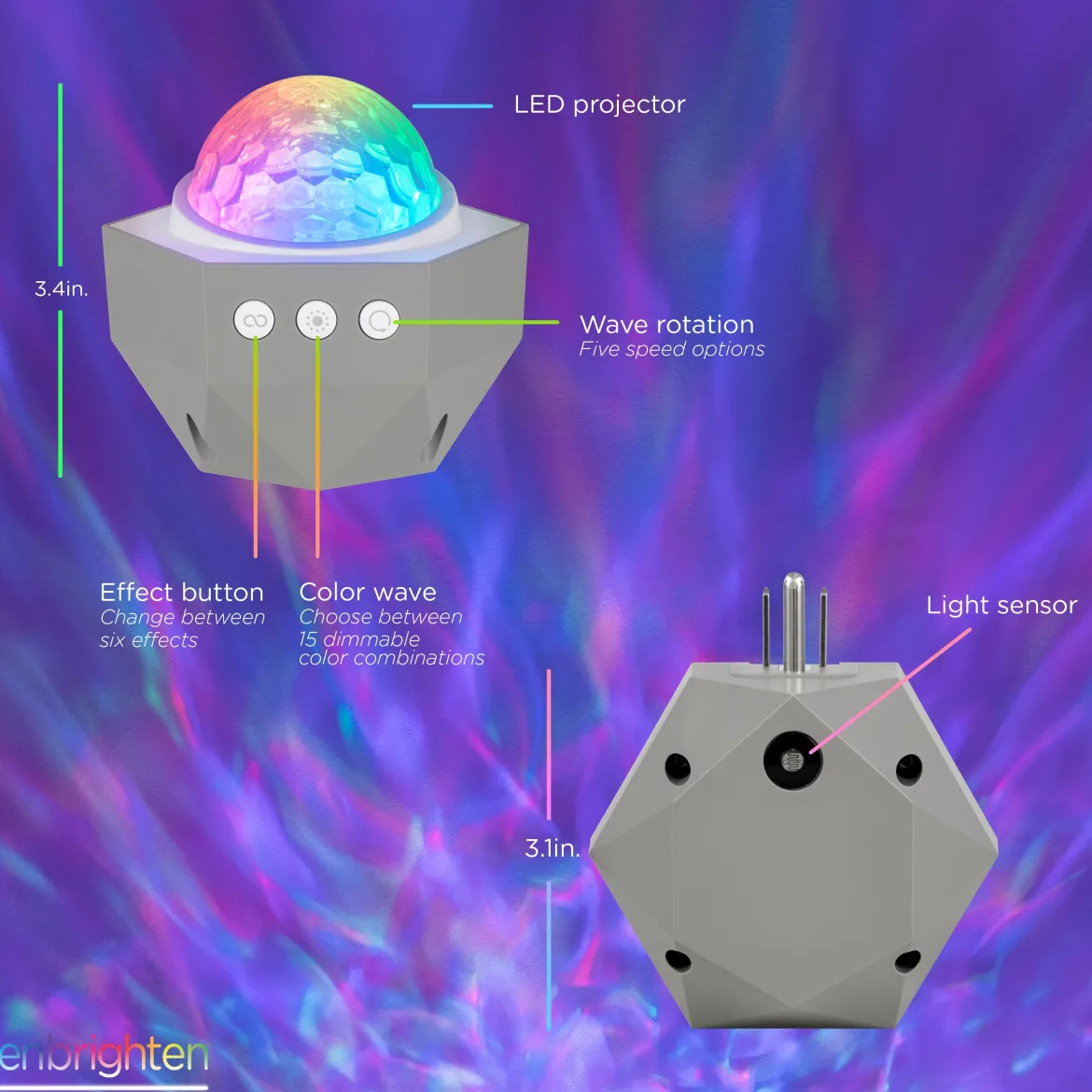 Enbrighten Galaxy Wave Plug-In Projector LED Night Light, White