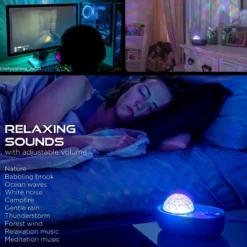 Enbrighten Galaxy Wave Projector LED Tabletop Night Light with Sound Effects, Gray