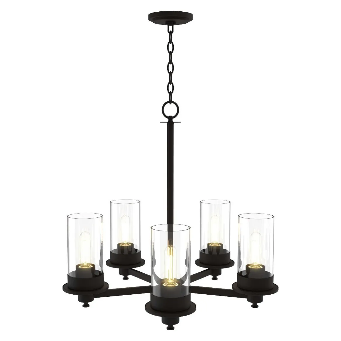 Enbrighten 5-Head Chandelier with LED Vintage Bulbs, Matte Black