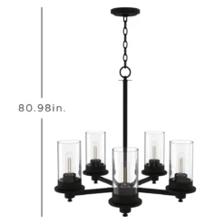Enbrighten 5-Head Chandelier with LED Vintage Bulbs, Matte Black