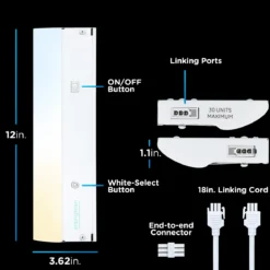 Enbrighten 12in. Direct Wire LED Light Bar, White