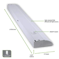 Enbrighten 12 in. Direct Wire LED Under Cabinet Light Fixture, White