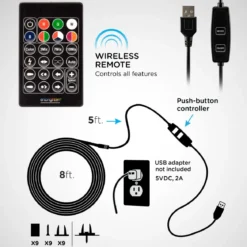 Enbrighten Indoor USB-Powered Color-Changing LED Flex Light with Remote, 8ft., Black