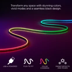 Enbrighten Indoor USB-Powered Color-Changing LED Flex Light with Remote, 8ft., Black