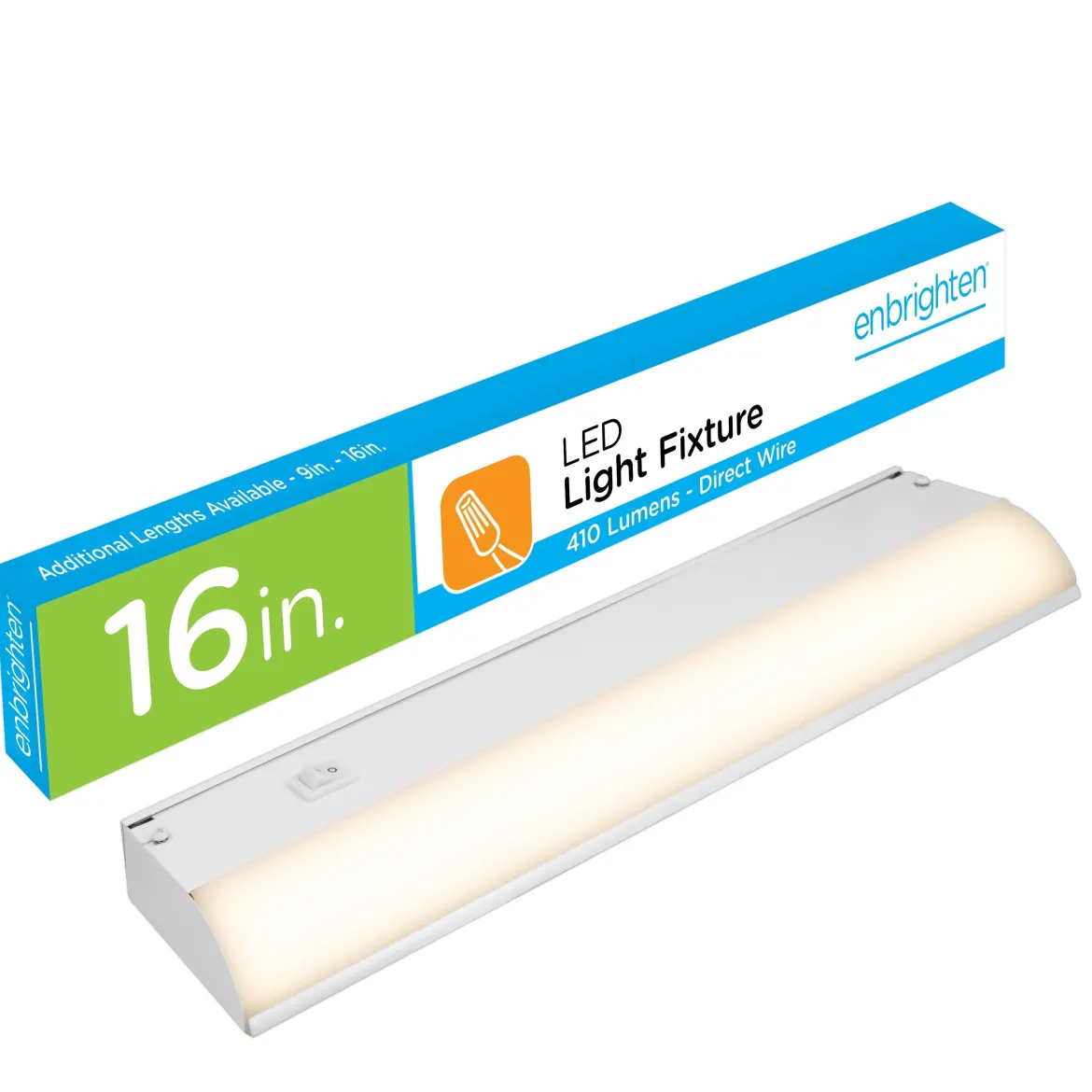 Enbrighten 16in. On/Off Direct Wire LED Under Cabinet Light Fixture, White