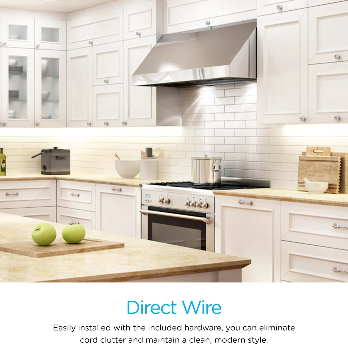 Enbrighten 16in. On/Off Direct Wire LED Under Cabinet Light Fixture, White