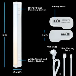Enbrighten 18in. Plug-In Dimmable LED Light Bar, White