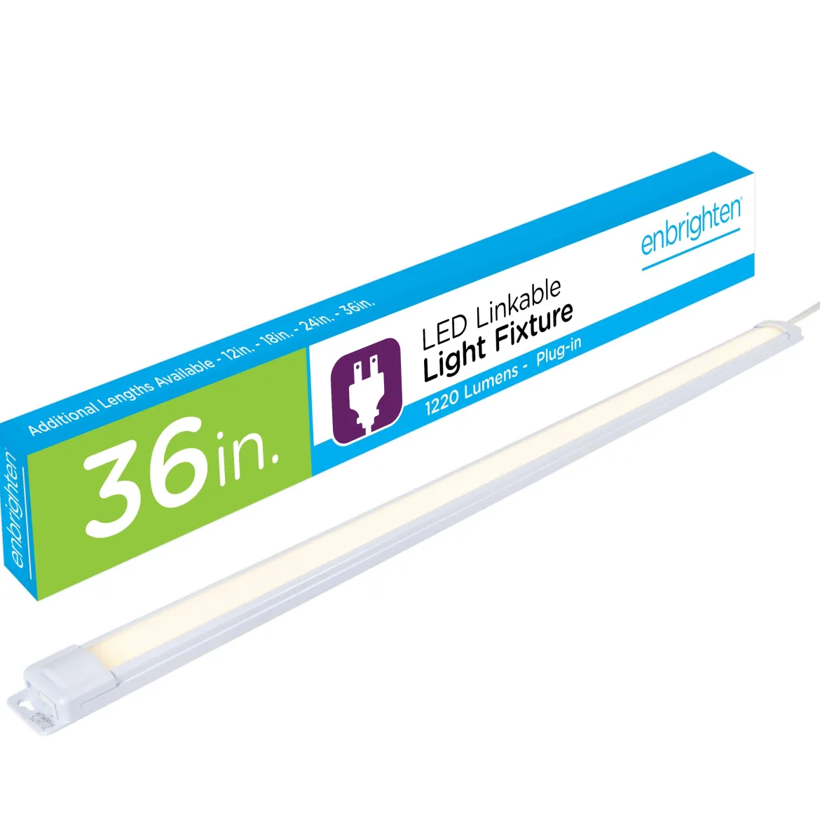 Enbrighten 36in. Plug-In LED Under Cabinet Light Fixture, White