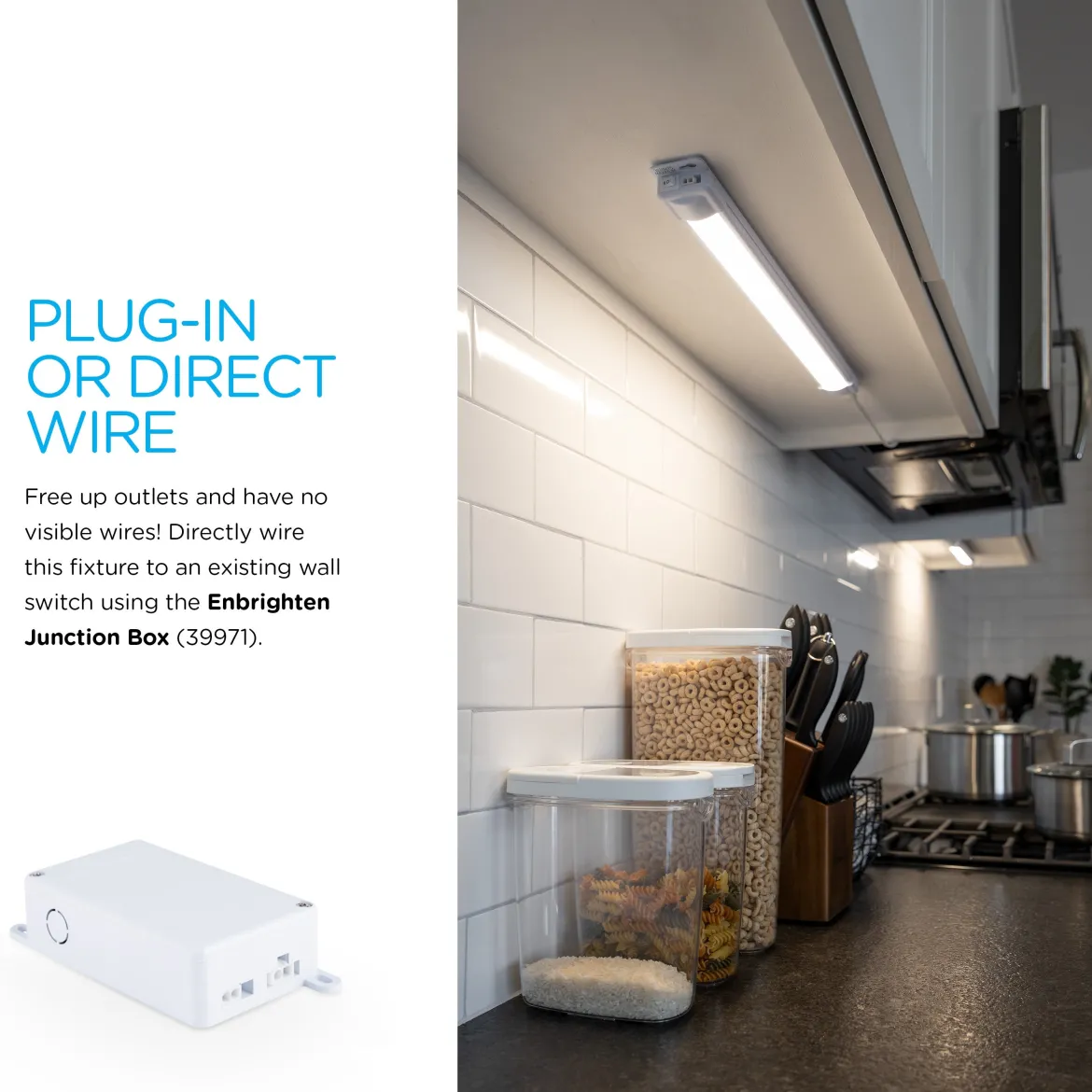 Enbrighten 36in. Plug-In LED Under Cabinet Light Fixture, White