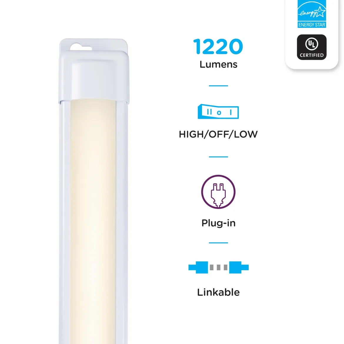 Enbrighten 36in. Plug-In LED Under Cabinet Light Fixture, White