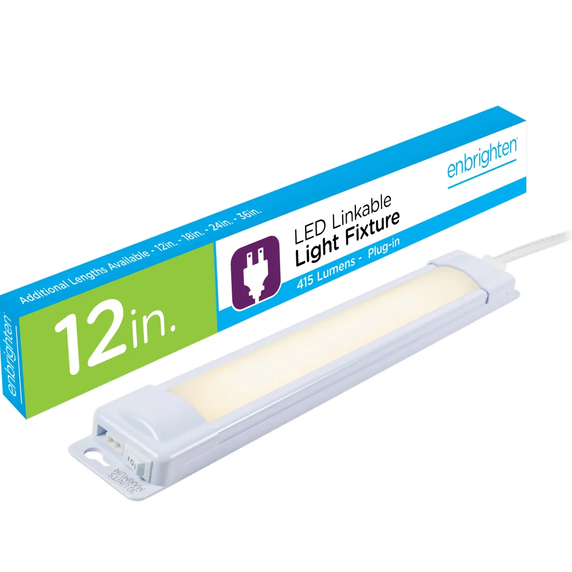 Enbrighten 12in. Plug-In LED Under Cabinet Light Fixture, White