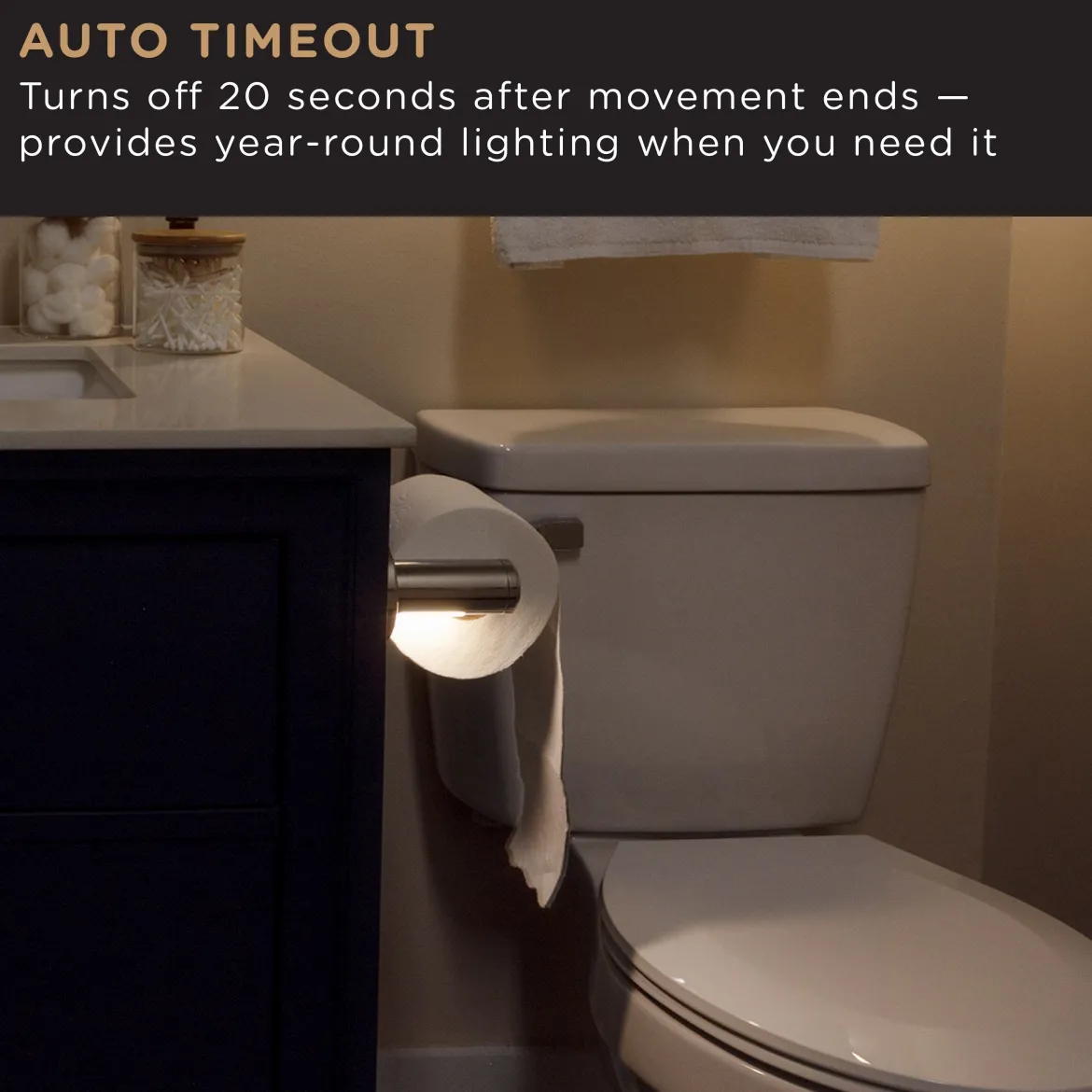 Enbrighten LED Motion Sensing Toilet Paper Holder Light, Chrome