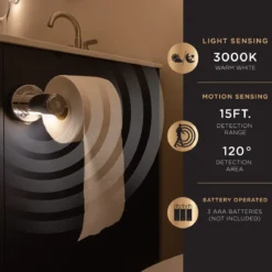 Enbrighten LED Motion Sensing Toilet Paper Holder Light, Chrome