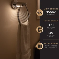 Enbrighten LED Motion Sensing Towel Ring Light, Chrome