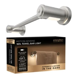 Enbrighten LED Motion Sensing Towel Bar Light, Brushed Nickel