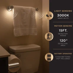 Enbrighten LED Motion Sensing Towel Bar Light, Brushed Nickel