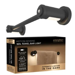 Enbrighten LED Motion Sensing Towel Bar Light, Matte Black