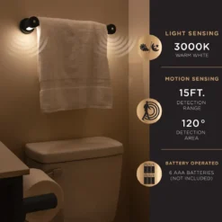 Enbrighten LED Motion Sensing Towel Bar Light, Matte Black
