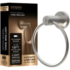 Enbrighten LED Motion Sensing Towel Ring Light, Brushed Nickel