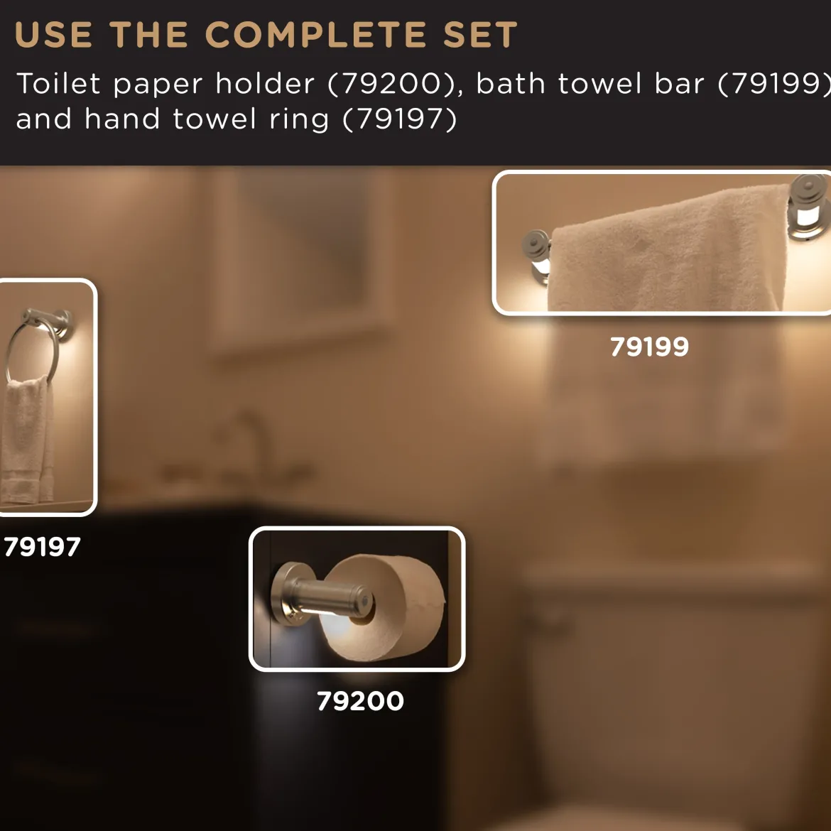 Enbrighten LED Motion Sensing Towel Ring Light, Brushed Nickel