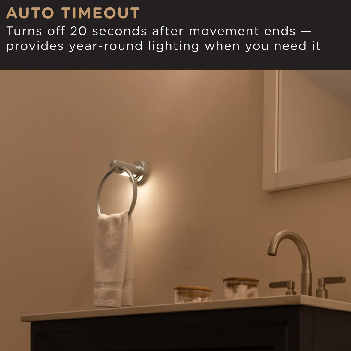 Enbrighten LED Motion Sensing Towel Ring Light, Brushed Nickel