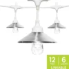 Enbrighten Light Bundle Classic LED Cafe Lights (6 Bulbs, 12ft. White Cord) and 6 Stainless Steel Cage Shades