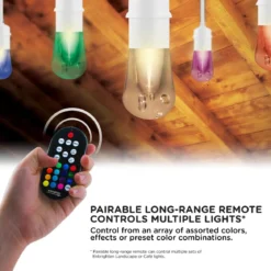 Enbrighten Light Bundle Seasons Vintage Color-Changing LED Cafe Lights (12 Bulbs, 24ft. White Cord) and 12 Oil-Rubbed Bronze Cage Light Shades