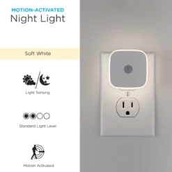 Enbrighten Mini LED Motion-Sensing Night Light, 2 Pack, White