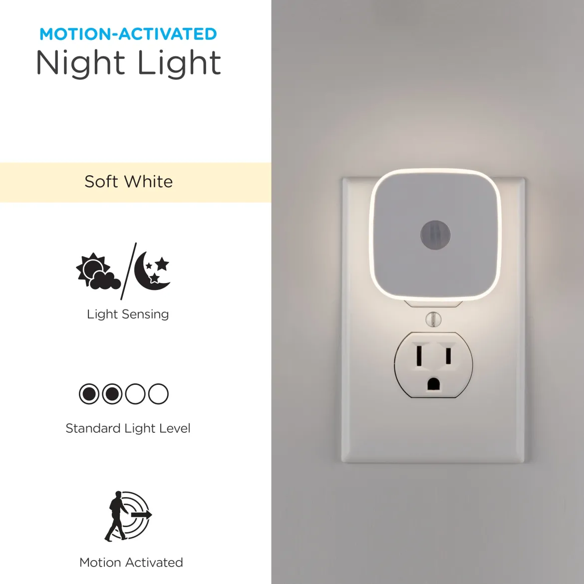 Enbrighten Mini LED Motion-Sensing Night Light, 2 Pack, White