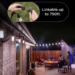 Enbrighten Modern Outdoor String Lights, 48ft, 24 Cylindrical Shatterproof Bulbs, Cool White