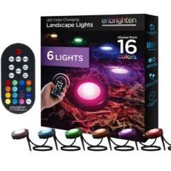 Enbrighten Seasons Color-Changing LED Landscape Lights, 6 Pucks, 40ft. Black Cord