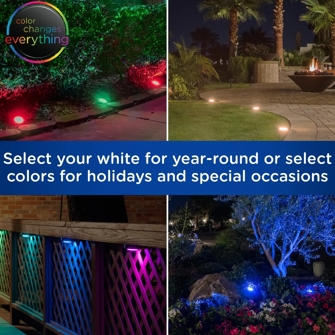 Enbrighten Seasons Color-Changing LED Landscape Lights, 6 Pucks, 40ft. Black Cord