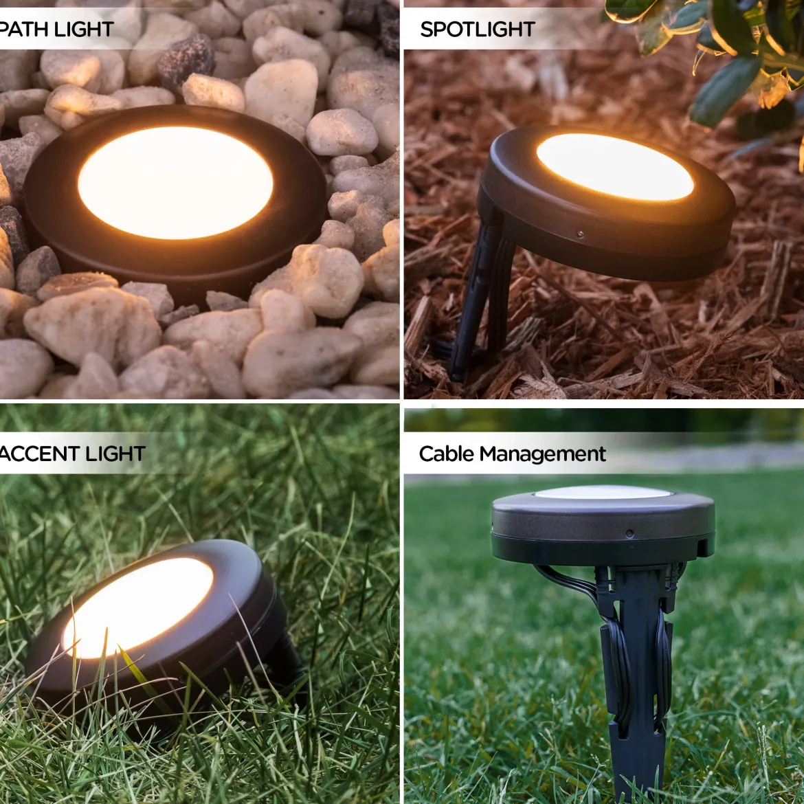Enbrighten Seasons Color-Changing LED Landscape Lights, 6 Pucks, 40ft. Black Cord