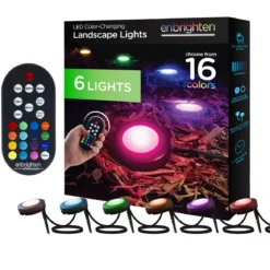 Enbrighten Seasons Color Changing LED Landscape Lights, 6 Lights, 50 ft. Black Cord