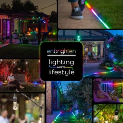 Enbrighten Seasons Color Changing LED Landscape Lights, 6 Lights, 50 ft. Black Cord