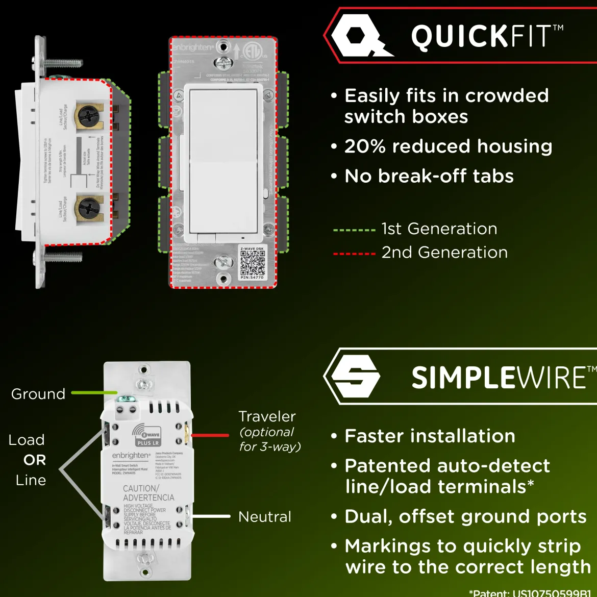 Enbrighten 800 Series In-Wall Smart Switch Paddle