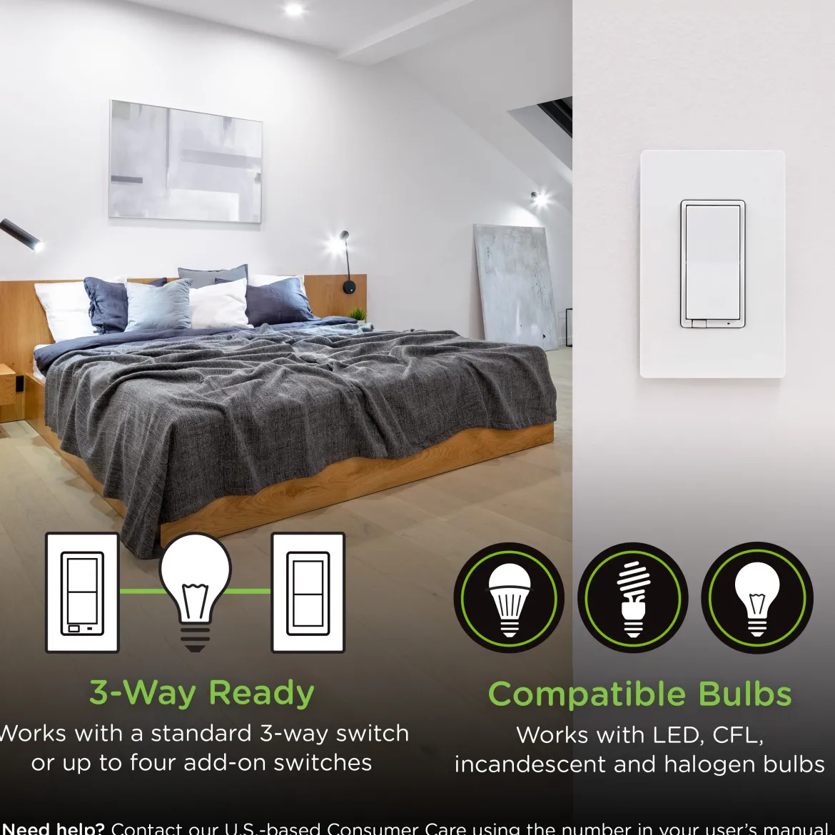 Enbrighten 800 Series In-Wall Smart Switch Paddle
