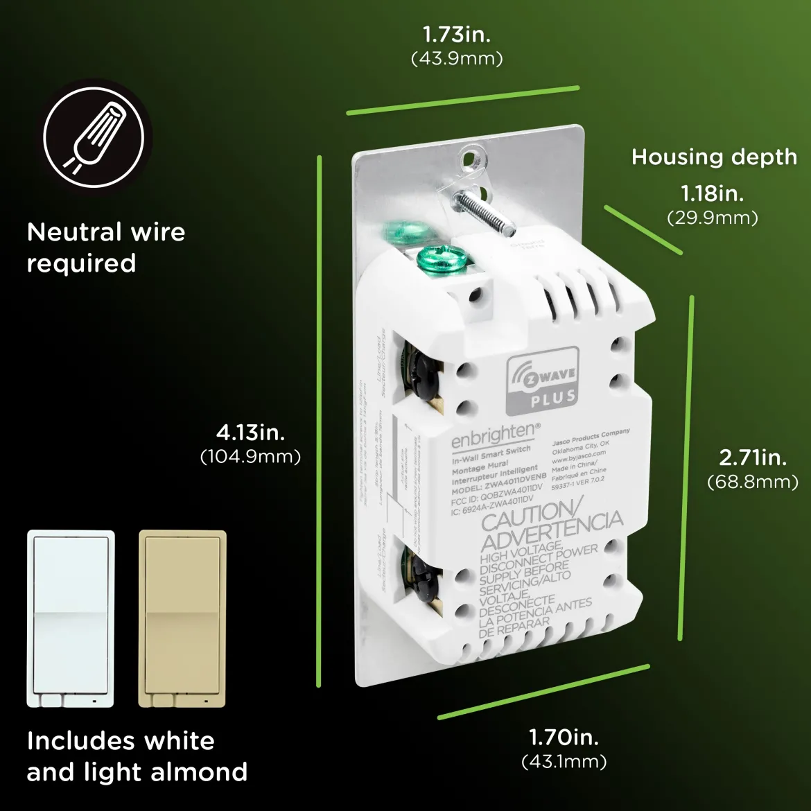 Enbrighten 800 Series In-Wall Smart Switch Paddle