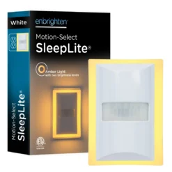 Enbrighten SleepLite Night Light, Motion Select, Motion-Boost, Amber LED, Coverlite, Backlit, White