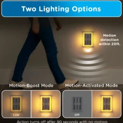 Enbrighten SleepLite Night Light, Motion Select, Motion-Boost, Amber LED, Coverlite, Backlit, Brushed Nickel