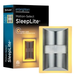 Enbrighten SleepLite Night Light, Motion Select, Motion-Boost, Amber LED, Coverlite, Backlit, Brushed Nickel