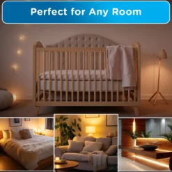 Enbrighten SleepLite Night Light, Motion Select, Motion-Boost, Amber LED, Coverlite, Backlit, Brushed Nickel