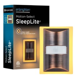 Enbrighten SleepLite Night Light, Motion Select, Motion-Boost, Amber LED, Coverlite, Backlit, Oil Rubbed Bronze