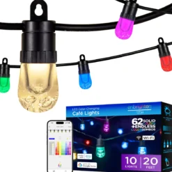 Enbrighten Smart Wi-Fi LED Café Lights, 10 Bulbs, 20ft.